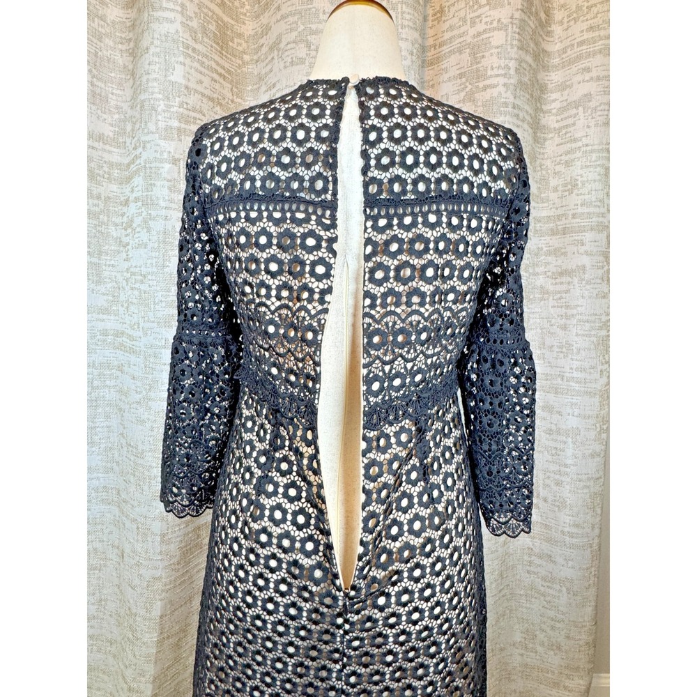 NWT J.Crew G7801 Bell Sleeve Daisylace Sheath Cocktail Dress Black Nude Size 6 - Picture 9 of 16